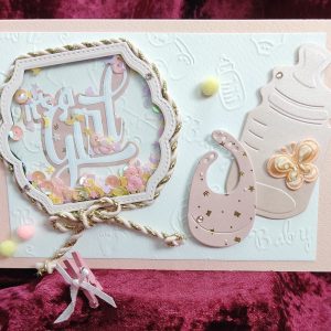 Schüttelkarte It’s a Girl im Perlmutt-Look