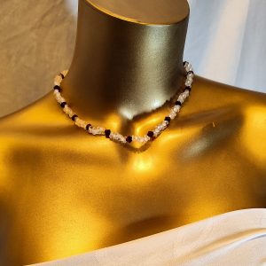 Farfalle-Perlenkette Weiß & Rot