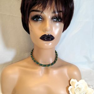 Grüne Perlmutt-Perlenkette mit Goldakzenten