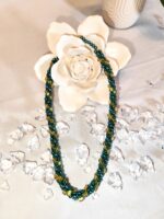 Grüne Perlmutt-Perlenkette mit Goldakzenten – Bild 3
